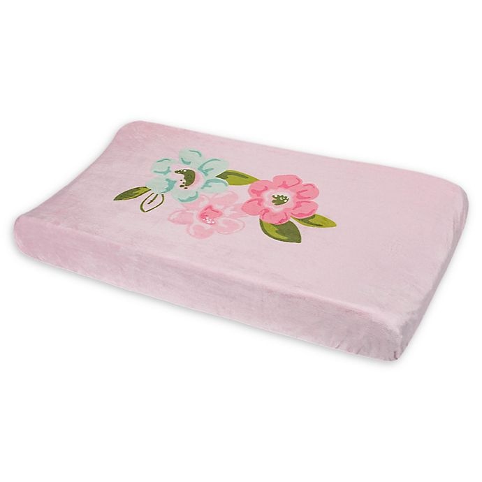 slide 1 of 3, Just Born One World Collection Blossom Changing Pad Cover Pink, 1 ct