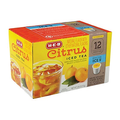 slide 1 of 1, H-E-B Citrus Iced Tea Single Serve Cups, 12 ct