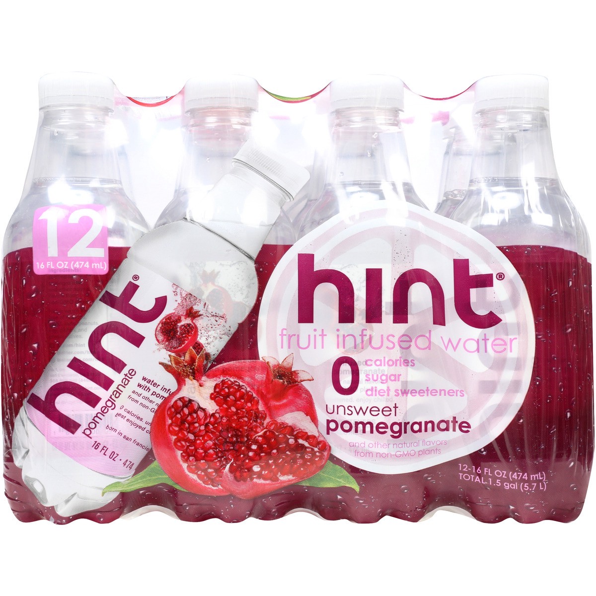 slide 1 of 5, hint Pomegranate Flavored Water, 12 ct; 16 fl oz