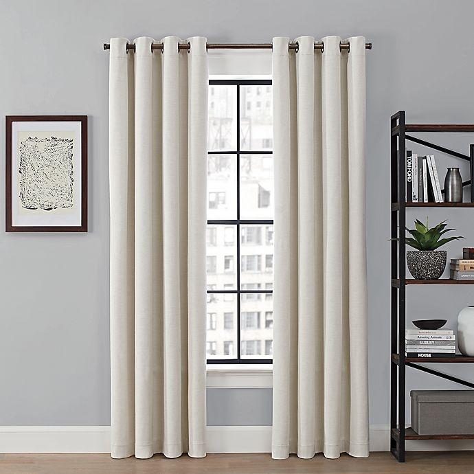 slide 1 of 4, Brookstone Saville Grommet 100% Blackout Window Curtain Panel - Ivory, 63 in