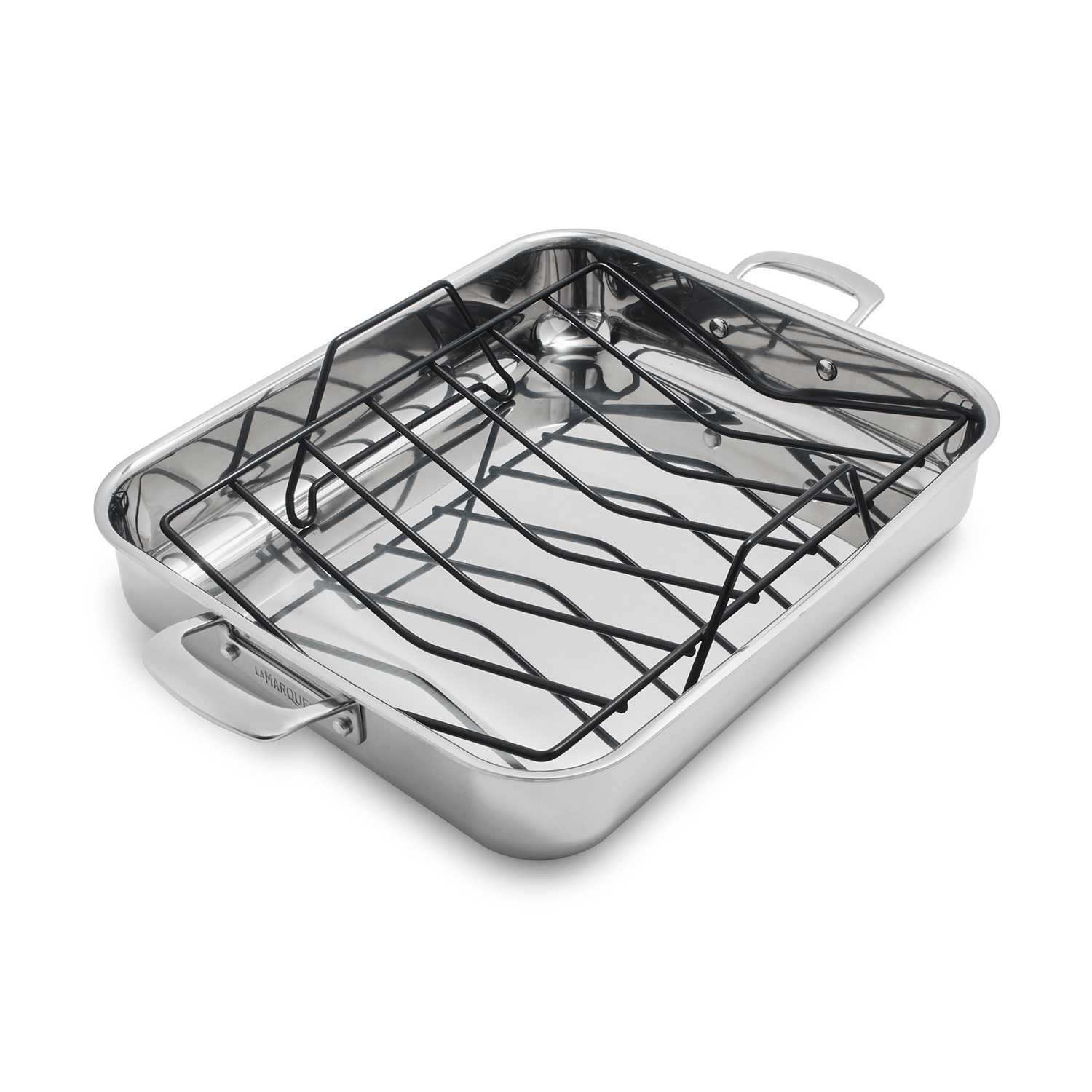 slide 1 of 1, La Marque 84 Stainless Steel Roaster with Nonstick Roasting Rack, 1 ct