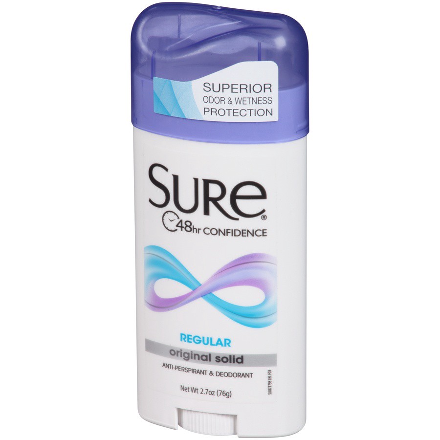 slide 5 of 7, Sure Anti-Perspirant Deodorant Original Solid Regular, 2.7 oz; 76 gram