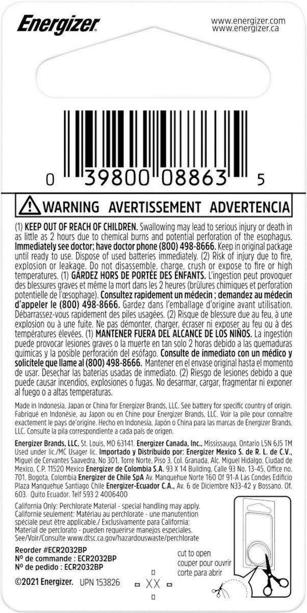 slide 3 of 3, Energizer Watch/Electronic Battery 2032, 1 ct