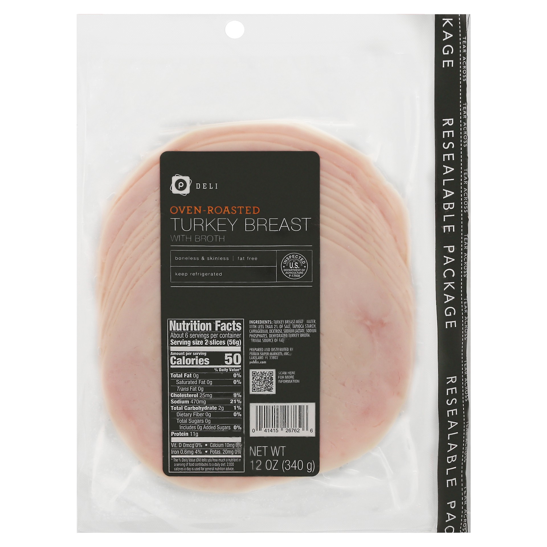 slide 1 of 1, Publix Deli Oven-Roasted Turkey Breast, 12 oz