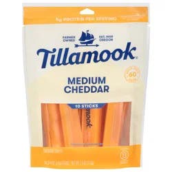 Tillamook Medium Cheddar Cheese 10 - 0.75 oz Sticks