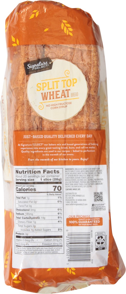 slide 2 of 13, Signature Select Split Top Wheat Bread 20 oz, 20 oz