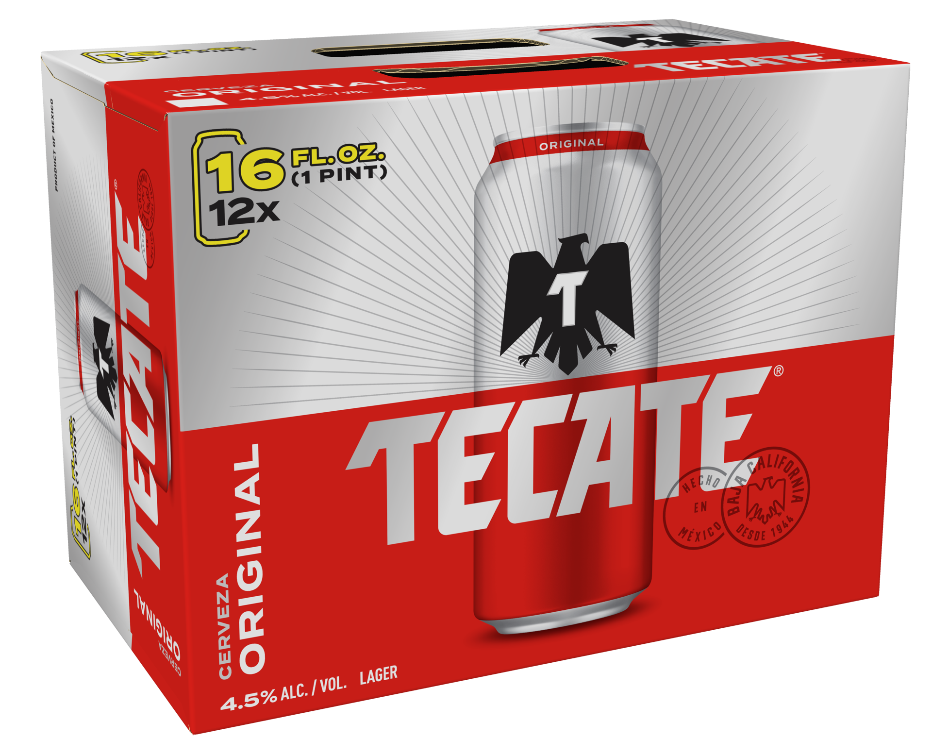 slide 2 of 2, Tecate Original Mexican Lager Beer, 12 Pack, 16 fl oz Cans, 12 ct; 16 oz