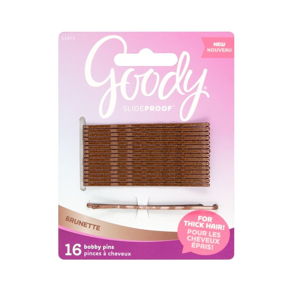 slide 1 of 1, Goody Slide Proof Brunette Bobby Pins, 16 ct