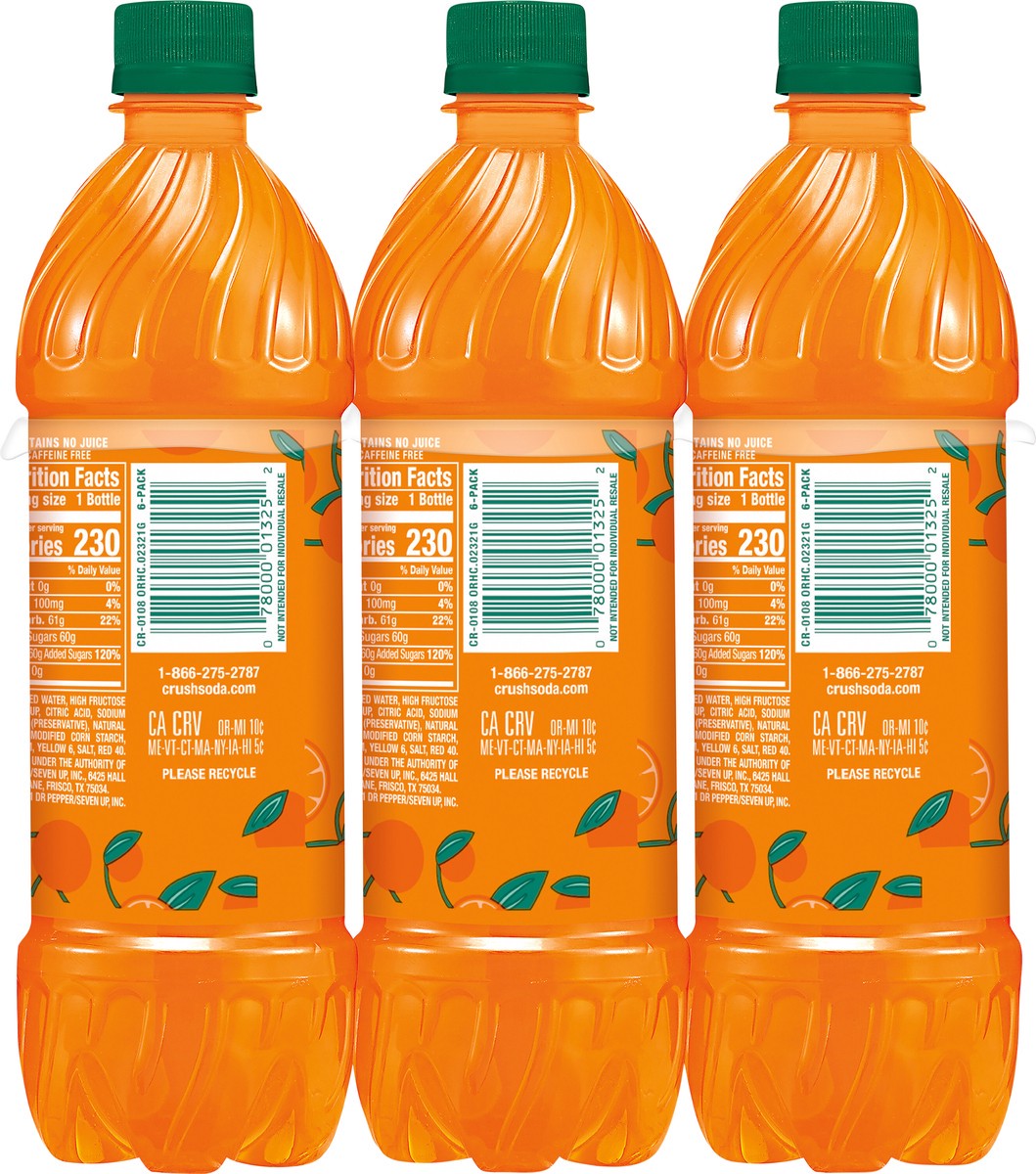 slide 6 of 7, Crush Orange Soda, .5 L bottles, 6 pack, 6 ct; 16.9 fl oz