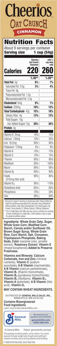 slide 2 of 8, Cheerios Cinnamon Oat Crunch Cereal, 18.2 oz