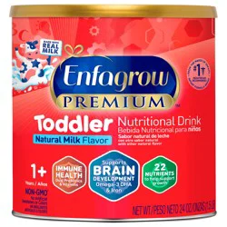Enfagrow PREMIUM Toddler Nutritional Drink, Omega-3 DHA for Brain Support, Prebiotics & Vitamins for Immune Health, Non-GMO, Powder Can, 24 Oz