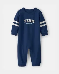 Baby 'Team Captain' French Terry Jumpsuit - Blue Navy 6M
