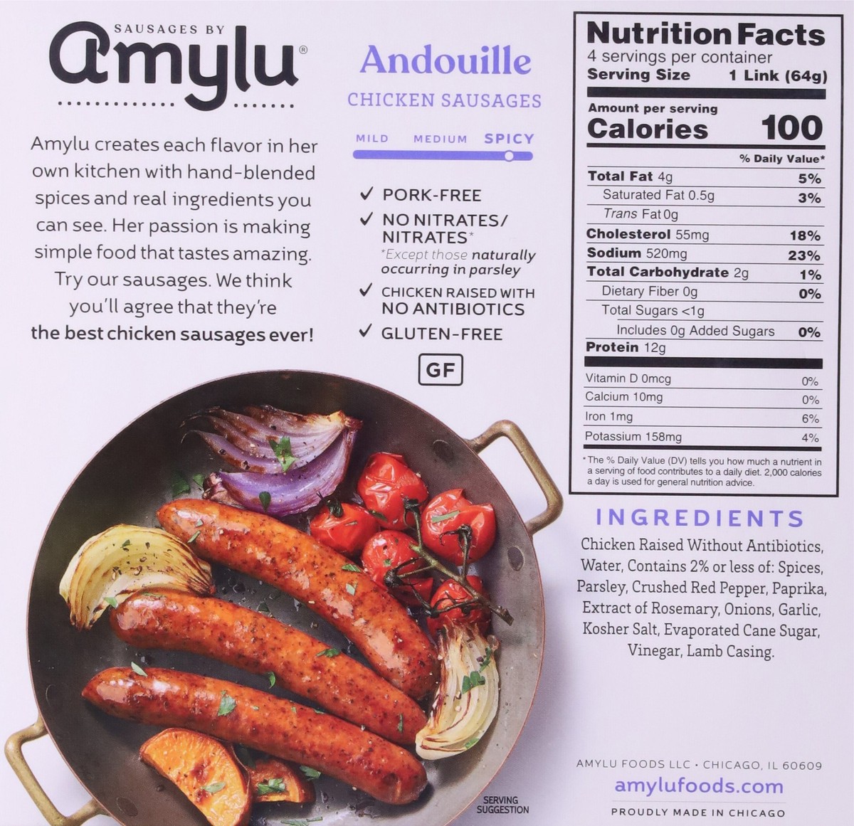 slide 14 of 14, Amylu Foods Andouille Chicken Sausages 9 oz, 9 oz