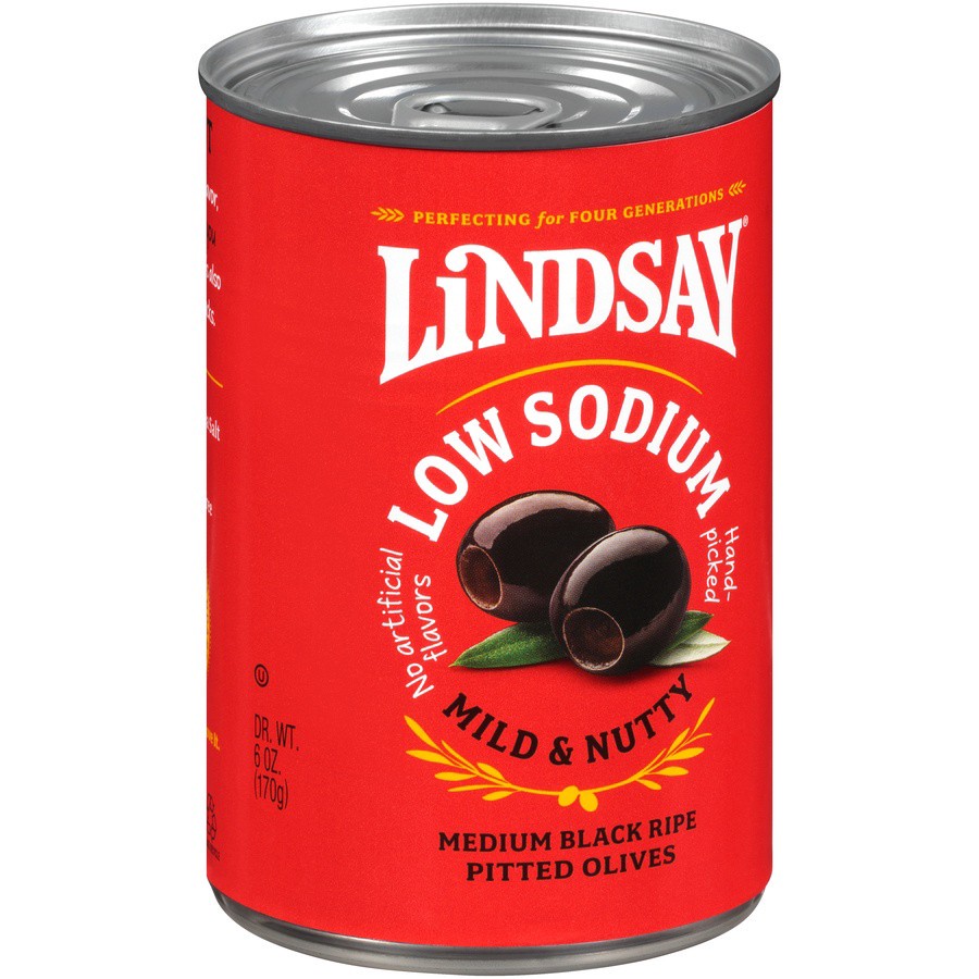 slide 2 of 8, Lindsay Low Sodium California Black Ripe Pitted Olives Medium 6 oz, 