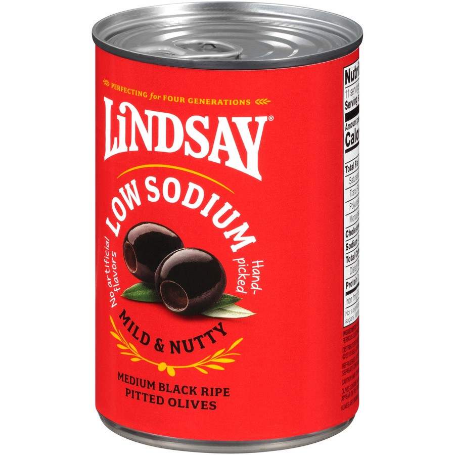 slide 3 of 8, Lindsay Low Sodium California Black Ripe Pitted Olives Medium 6 oz, 