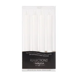 Mikasa Set of 4 White Realistic LED Wax Taper Candles