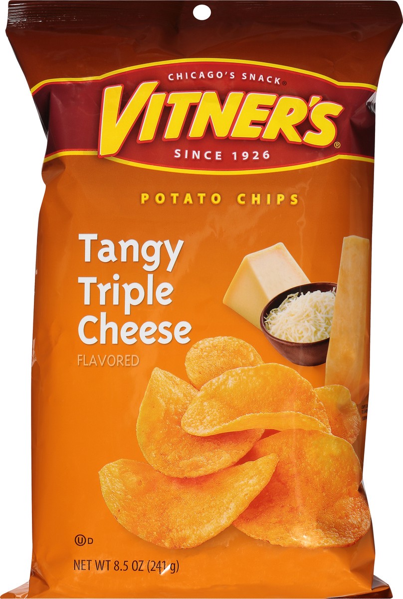 slide 1 of 9, Vitner's Tangy Triple Cheese Flavored Potato Chips 8.5 oz, 8.5 oz