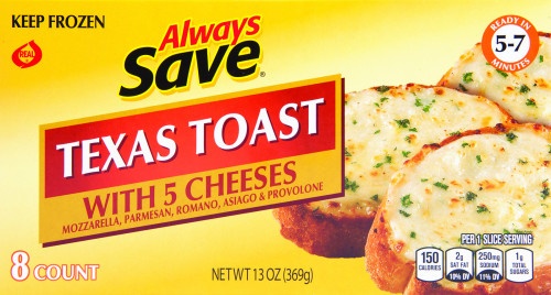 slide 1 of 1, Always Save Texas Toast With Five Cheeses, 8 ct