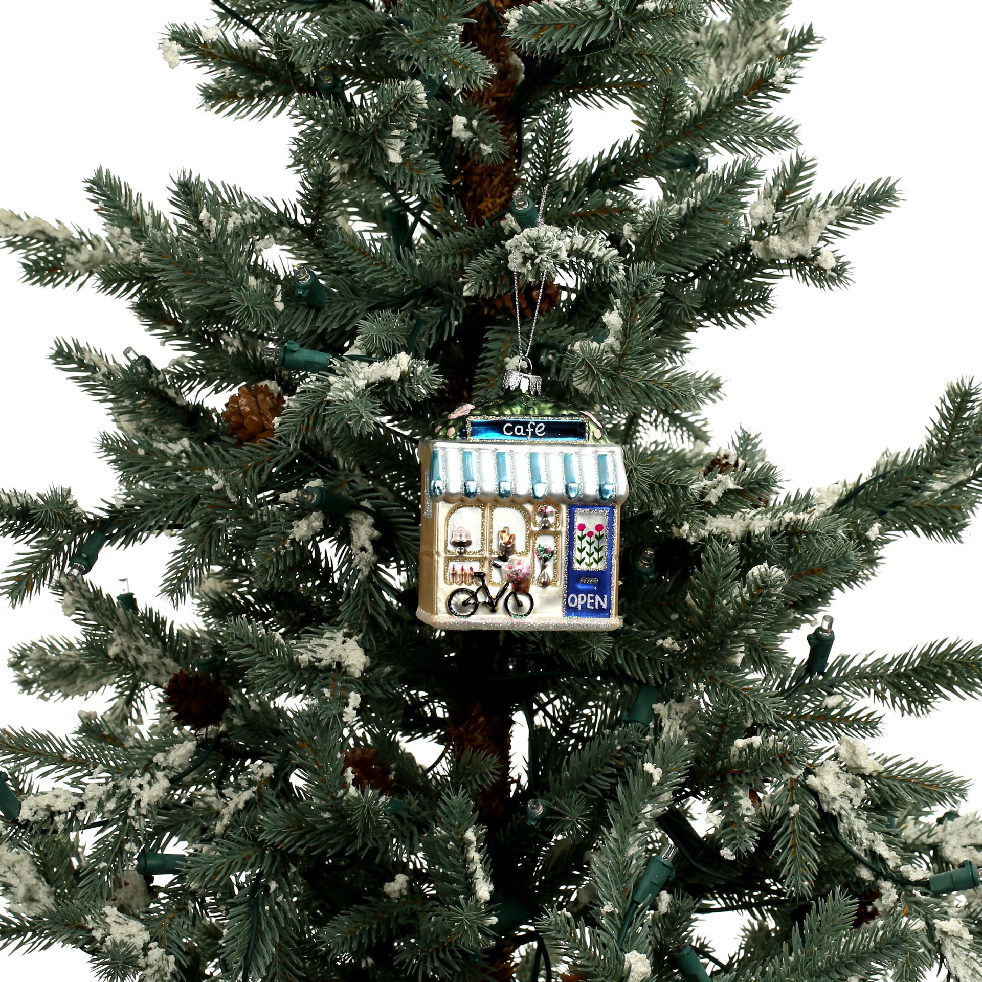 slide 2 of 4, 3.75" Village Cafe Glass Ornament By Ashland, 3.75 in