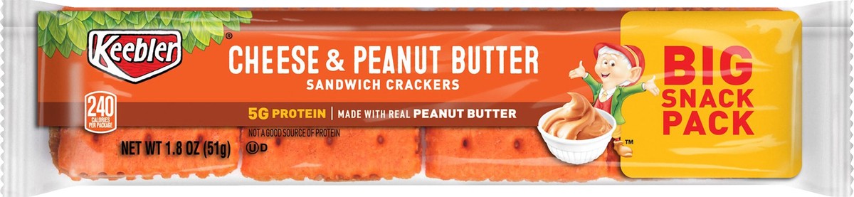 slide 3 of 3, Keebler Sandwich Crackers, Cheese and Peanut Butter, 1.8 oz, 1.8 oz