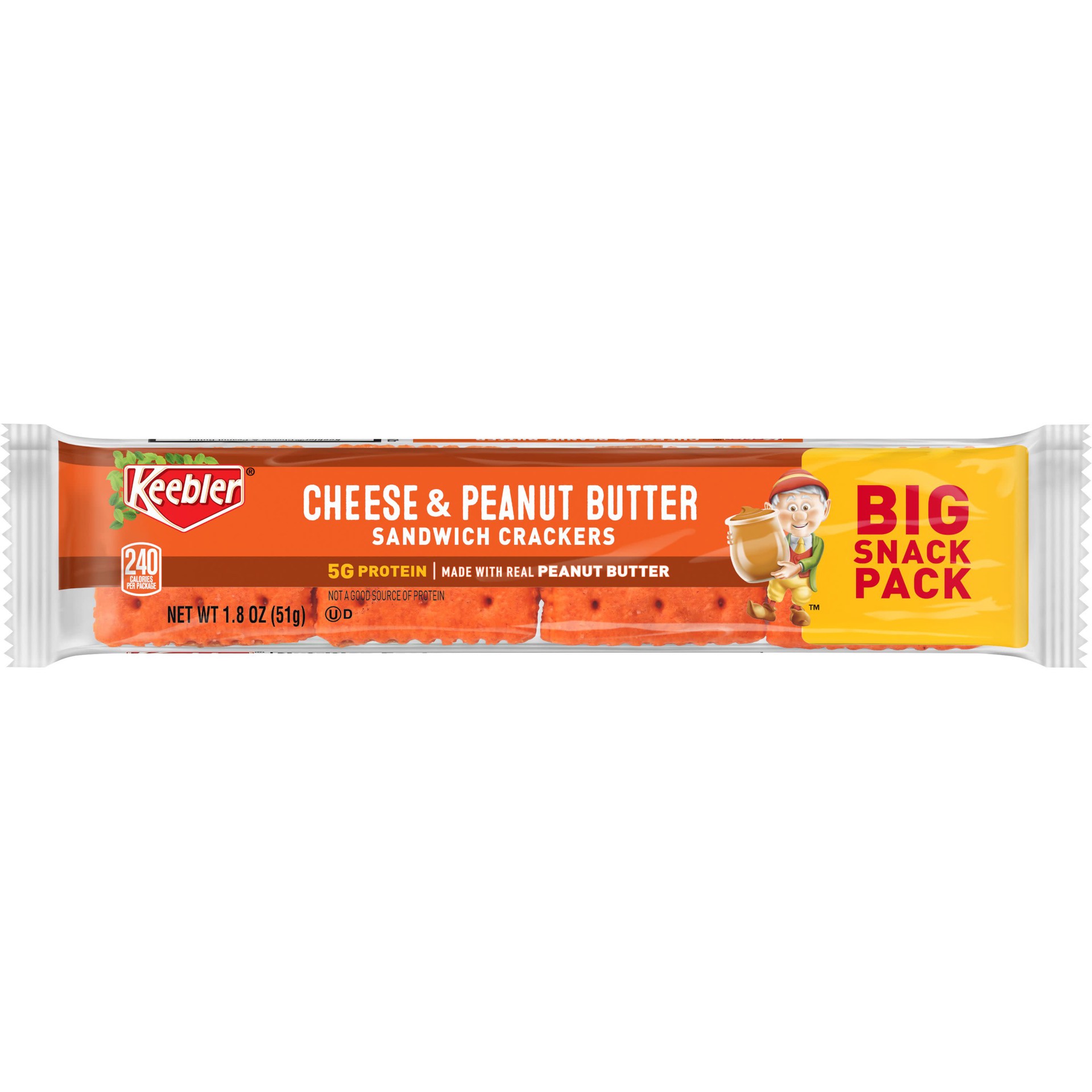 slide 1 of 3, Keebler Sandwich Crackers, Cheese and Peanut Butter, 1.8 oz, 1.8 oz