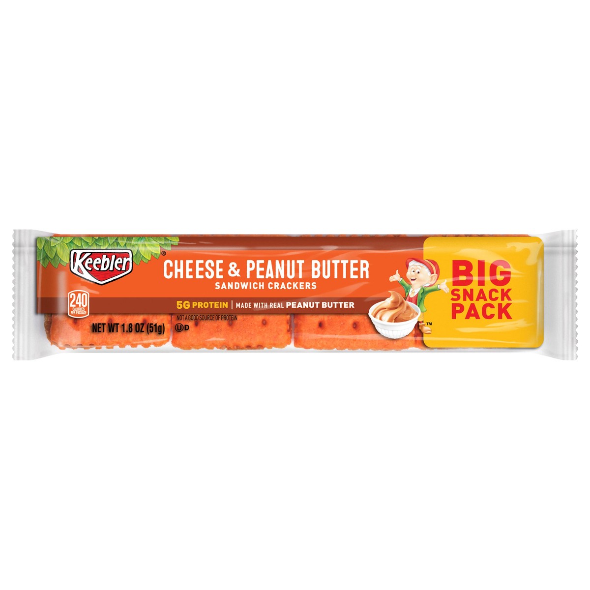 slide 1 of 3, Keebler Sandwich Crackers, Cheese and Peanut Butter, 1.8 oz, 1.8 oz