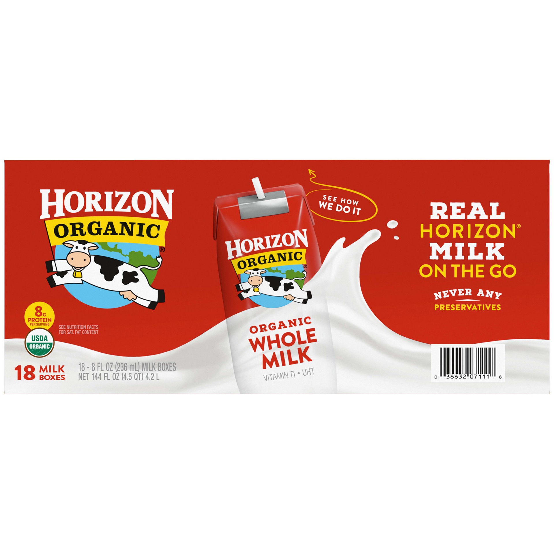 slide 10 of 10, Horizon Organic Shelf-Stable Whole Milk Boxes, 8 oz., 18 Pack, 8 fl oz