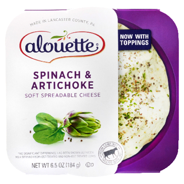 slide 1 of 1, Alouette Spinach & Artichoke Soft Spreadable Cheese, 6.5 oz