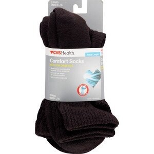 slide 1 of 1, CVS Health Cvs Diabetic Comfort Socks Ankle Length Unisex, 2 Pairs, L/Xl, Black, 1 ct
