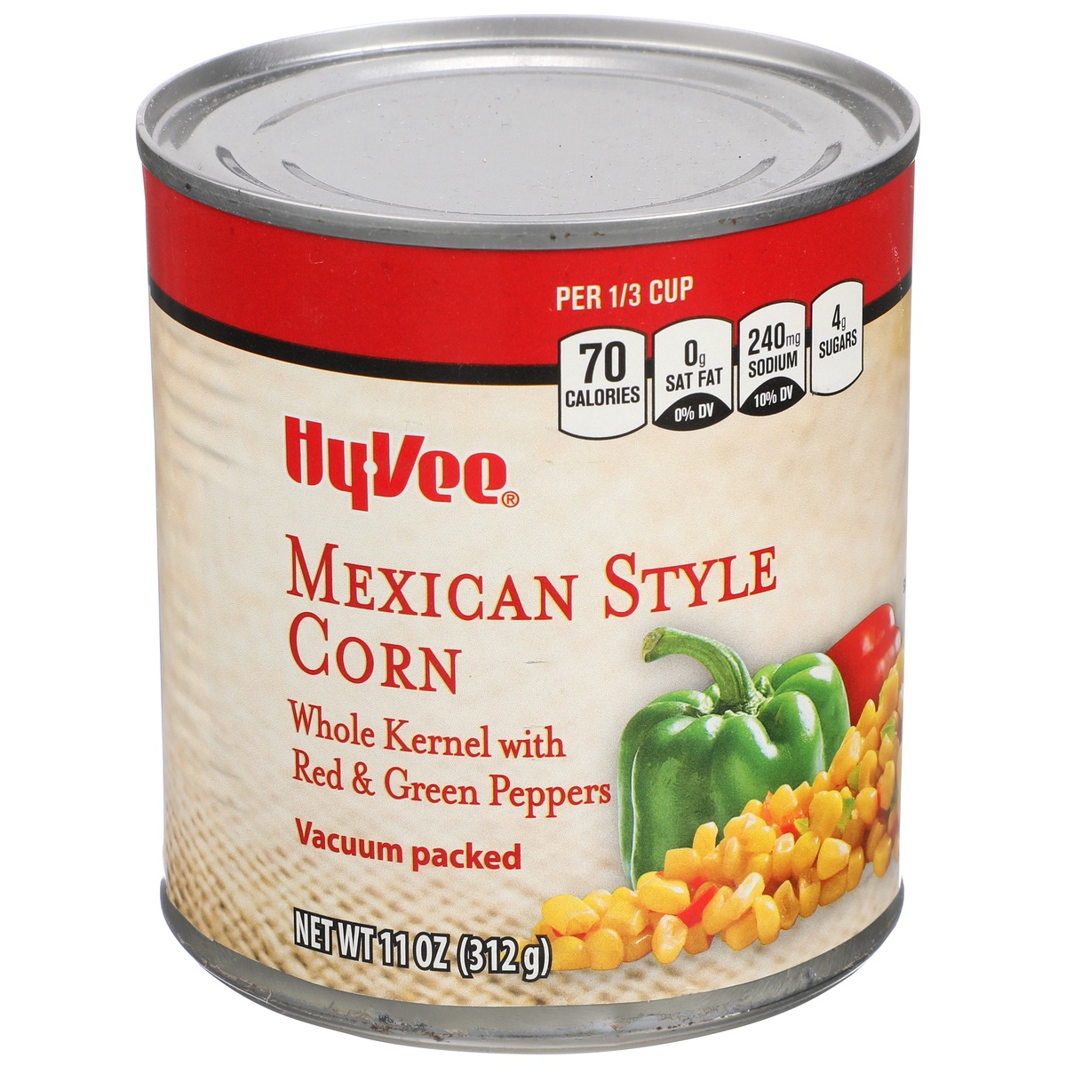 slide 1 of 1, Hy-vee Mexican Style Whole Kernel Corn With Red & Green Peppers, 11 oz