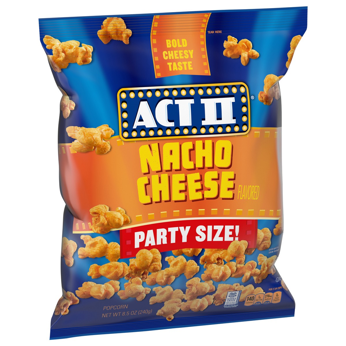 slide 3 of 10, ACT II Nacho Cheese Flavored Popped Popcorn Party Size!, Gluten Free, 8.5 oz., 8.5 oz