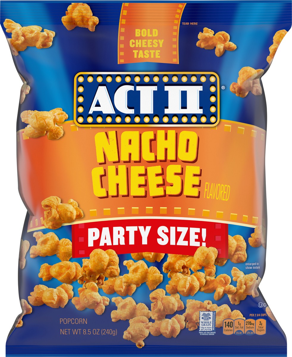 slide 6 of 10, ACT II Nacho Cheese Flavored Popped Popcorn Party Size!, Gluten Free, 8.5 oz., 8.5 oz