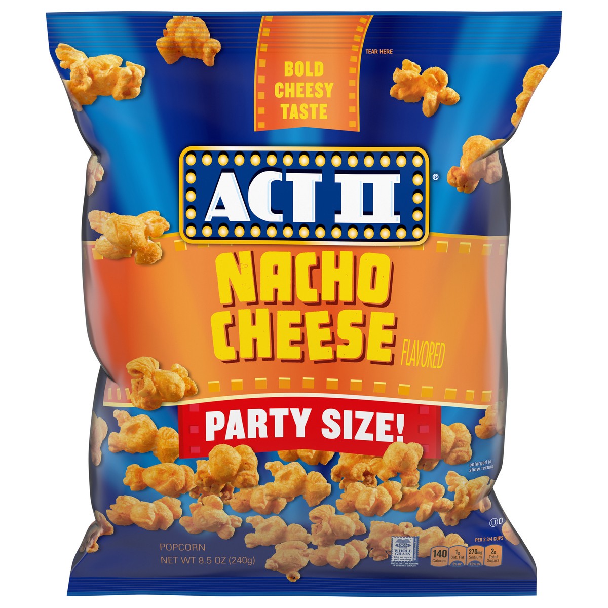 slide 5 of 10, ACT II Nacho Cheese Flavored Popped Popcorn Party Size!, Gluten Free, 8.5 oz., 8.5 oz
