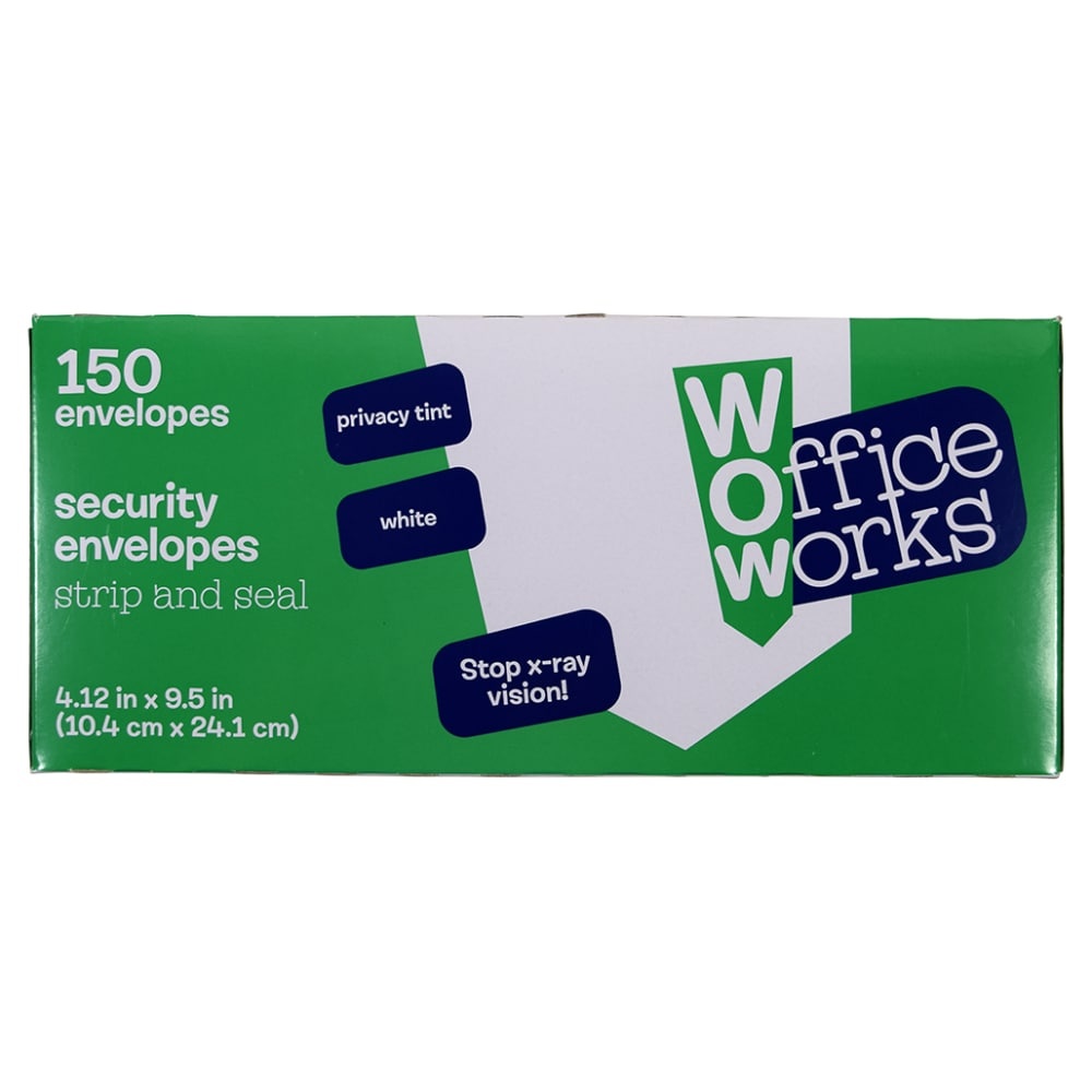 slide 1 of 1, Officeworks Strip And Seal Security Envelopes - White - 150 Count, 150 ct