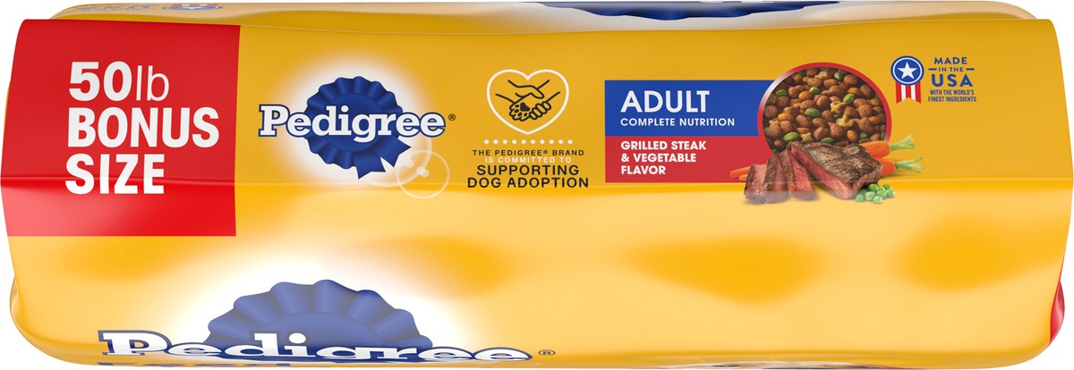 slide 8 of 11, PEDIGREE Complete Nutrition Adult Dry Dog Food Grilled Steak & Vegetable Flavor Dog Kibble, 50 lb. Bag, 50 lb