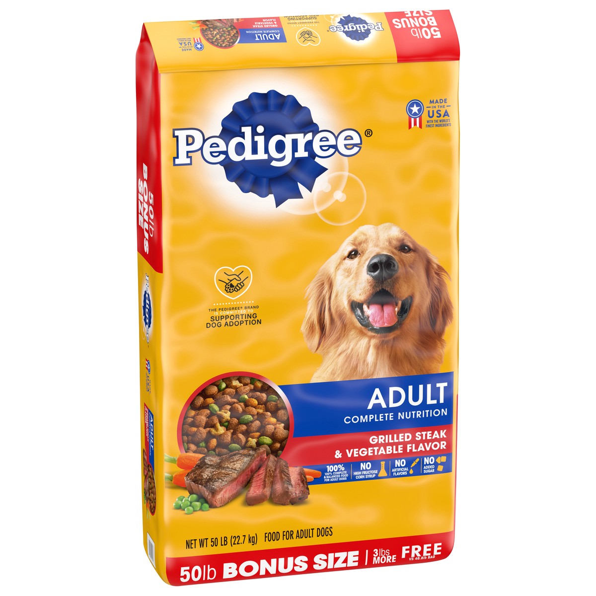 slide 7 of 11, PEDIGREE Complete Nutrition Adult Dry Dog Food Grilled Steak & Vegetable Flavor Dog Kibble, 50 lb. Bag, 50 lb