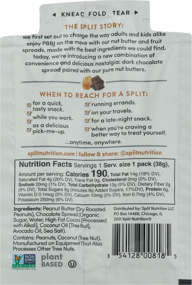 slide 5 of 13, Split Dark Chocolate/Peanut Butter Spread 1.34 oz, 1.34 oz