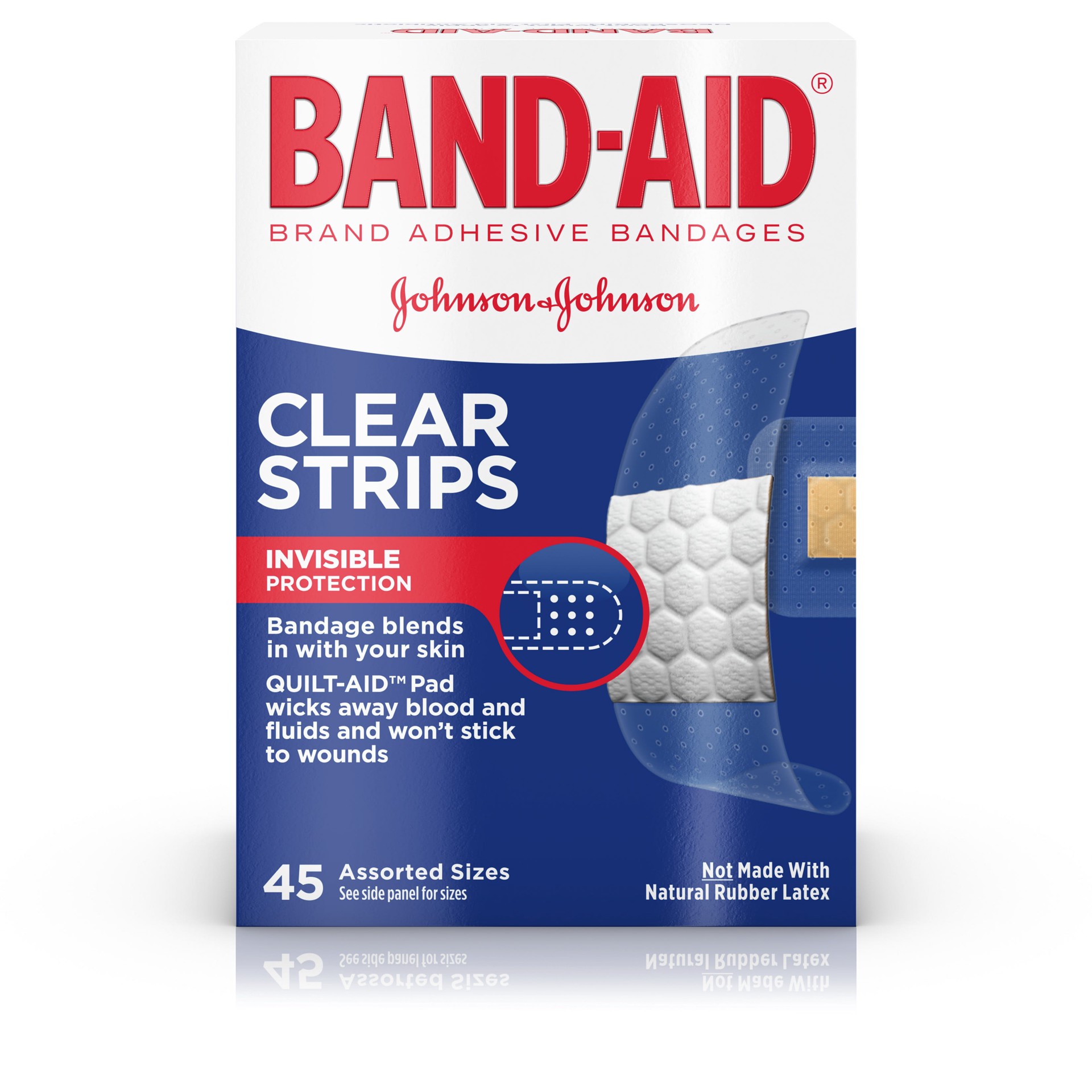 slide 1 of 5, BAND-AID Clear Strips Discreet Bandages Assorted Sizes, 45 ct, 45 ct