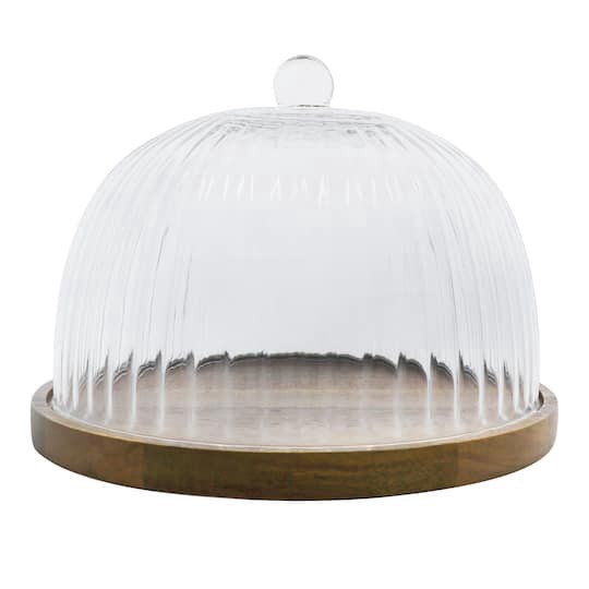 slide 1 of 4, 8.5" Cheese Board With Glass Cloche By Ashland, 8.5 in