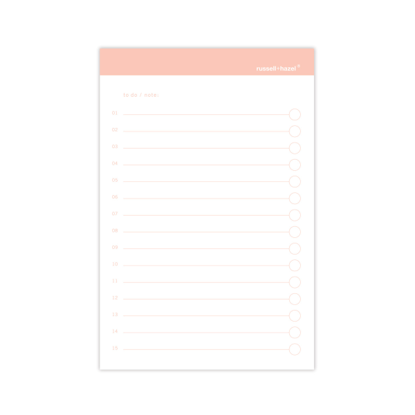 slide 1 of 1, Russell & Hazel Adhesive Notes, To-Do, 6'' X 4'', Blush, 50 Sheets Per Pad, Pack Of 3 Pads, 3 ct