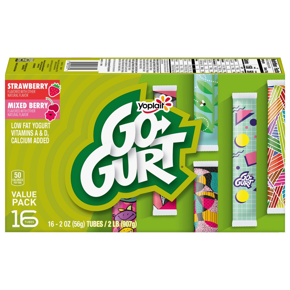 slide 1 of 1, Yoplait Go-Gurt, Low Fat Yogurt, Strawberry & Mixed Berry Variety Pack, 32 oz, 16 ct; 2 oz