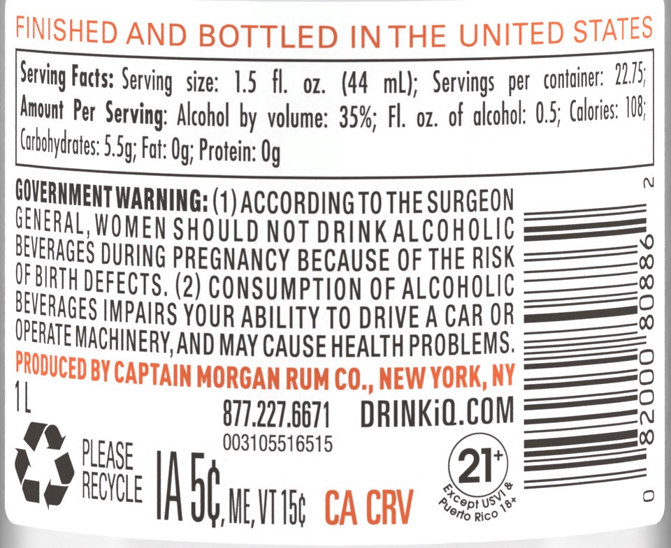 slide 2 of 3, Captain Morgan Sweet Chili Lime (Caribbean Rum with Natural Flavors), 1.0 L, 1 liter
