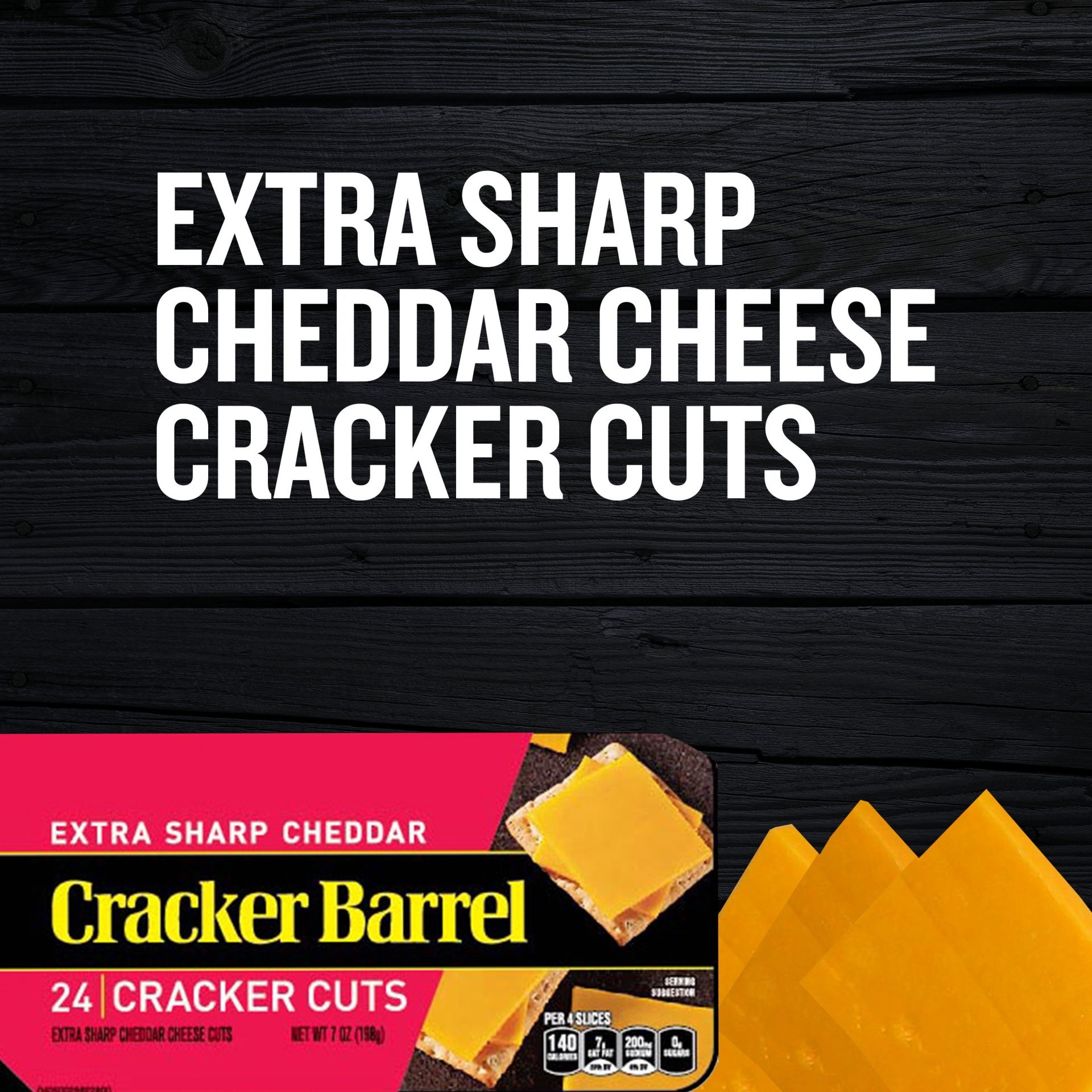 slide 3 of 10, Cracker Barrel Cracker Cuts Extra Sharp Yellow Cheddar Cheese Slices Tray, 24 ct