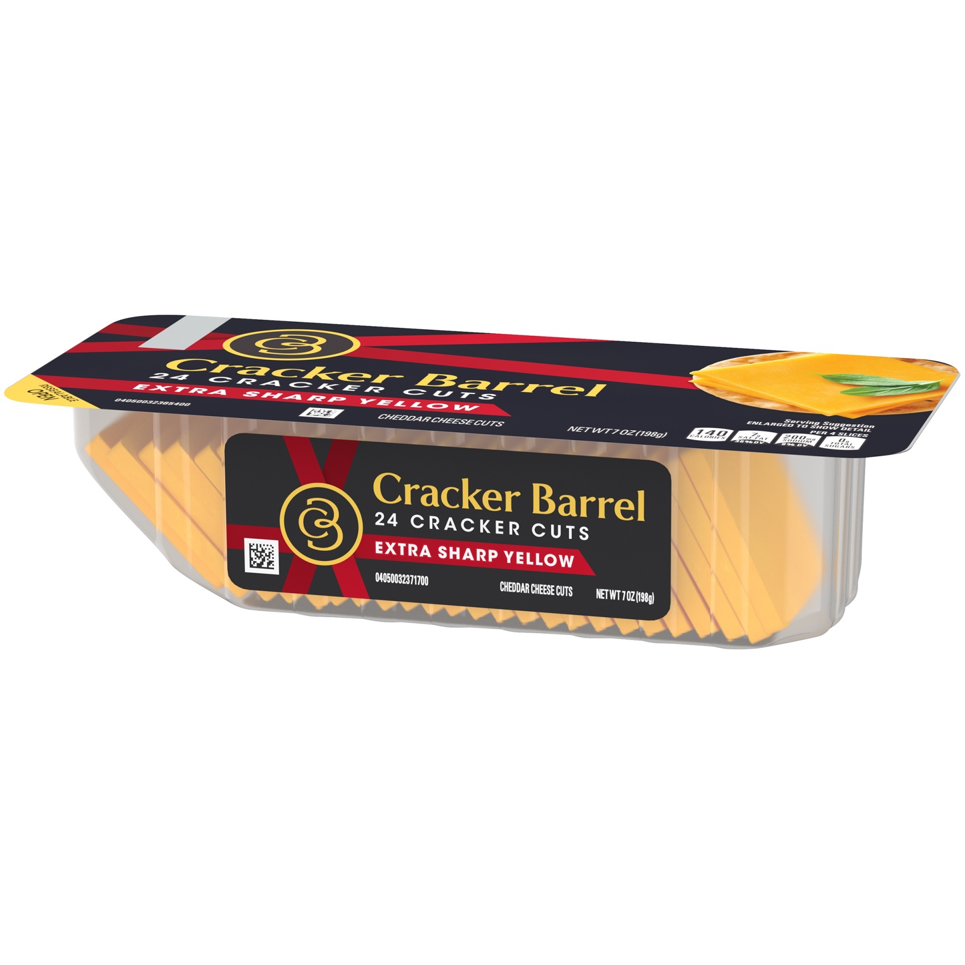 slide 7 of 10, Cracker Barrel Cracker Cuts Extra Sharp Yellow Cheddar Cheese Slices Tray, 24 ct