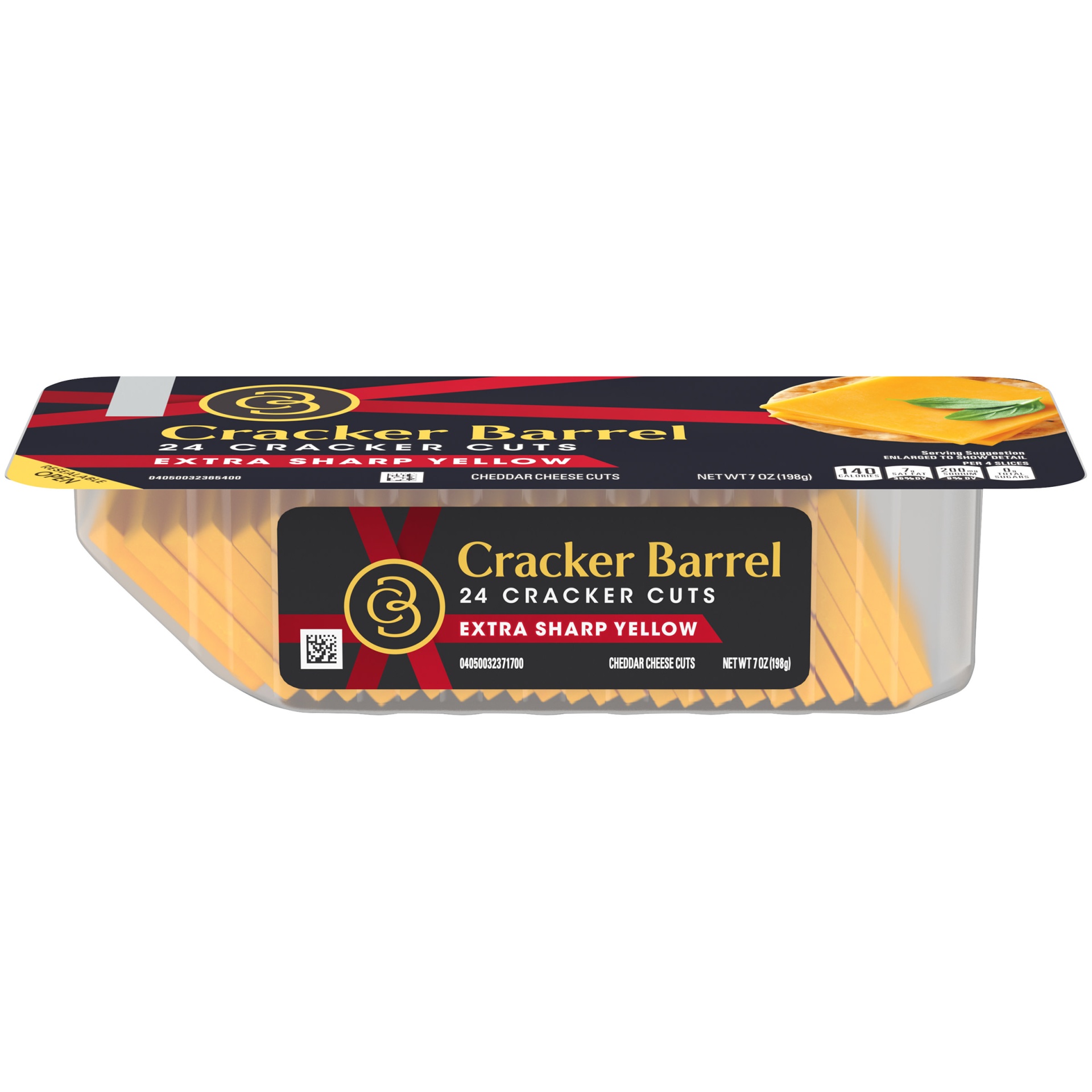 slide 1 of 10, Cracker Barrel Cracker Cuts Extra Sharp Yellow Cheddar Cheese Slices Tray, 24 ct