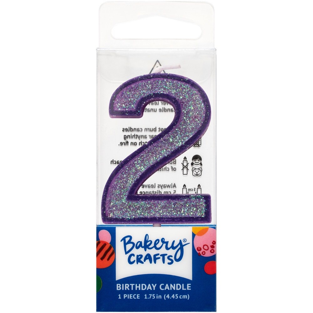 slide 1 of 1, Decopac Two Birthday Candle Cake Decoration - Purple, 1 ct
