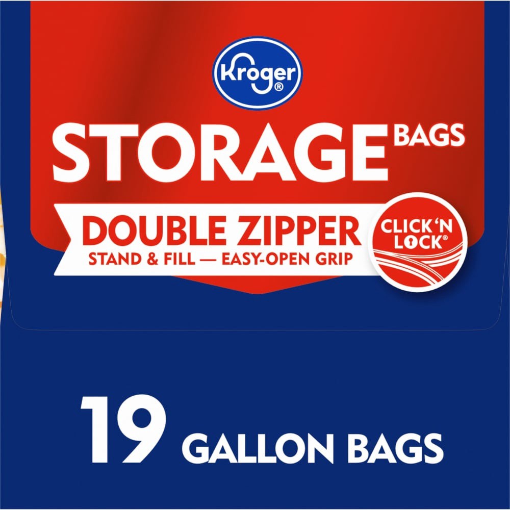 slide 2 of 2, Kroger Home Sense Double Zipper Gallon Storage Bags, 19 ct