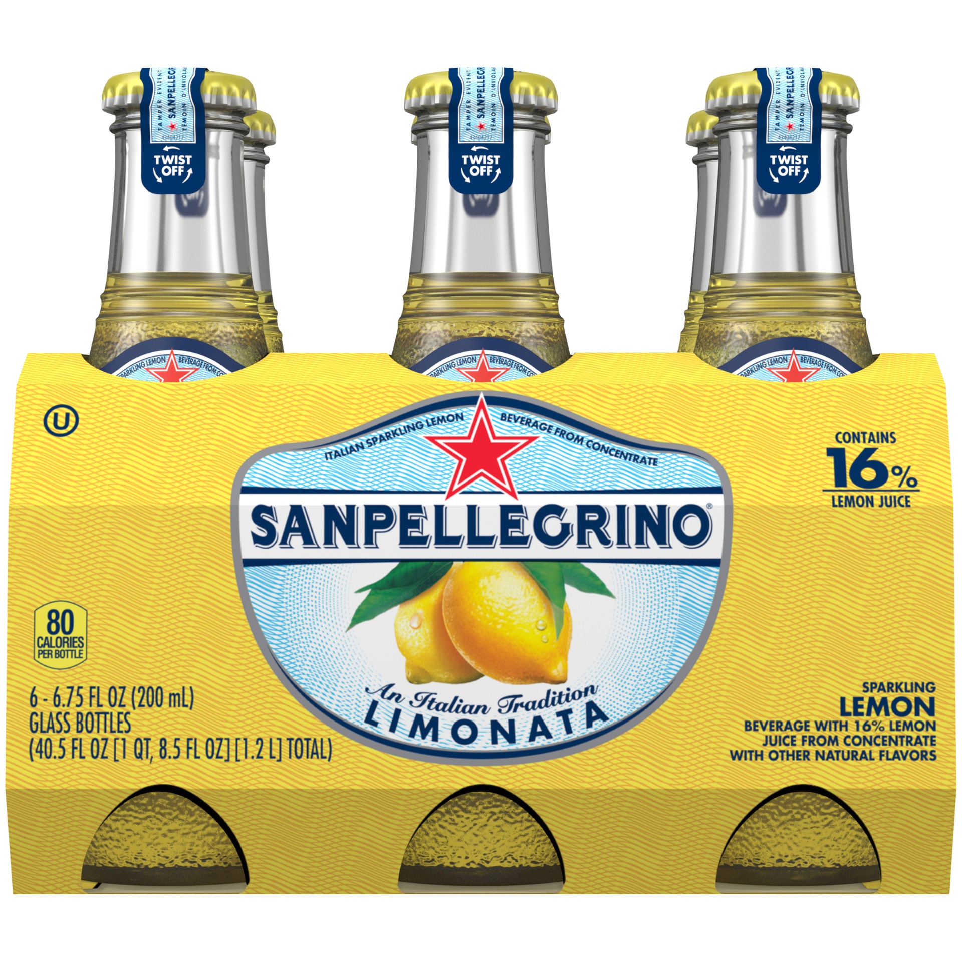 slide 1 of 1, San Pellegrino Sanpellegrino Lemon Italian Sparkling Drinks Glass Bottles, 1 ct