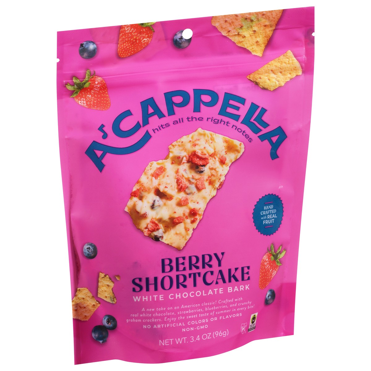 slide 8 of 9, A'Cappella Berry Shortcake White Chocolate Bark 3.4 oz, 4 oz