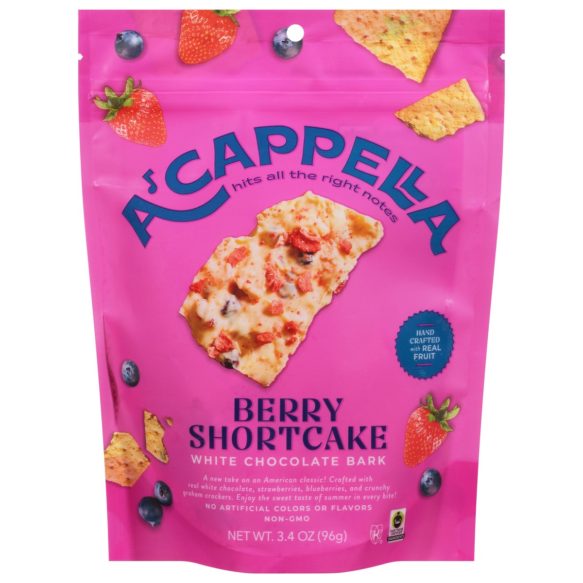 slide 1 of 9, A'Cappella Berry Shortcake White Chocolate Bark 3.4 oz, 4 oz